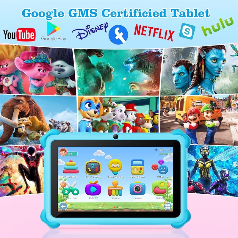 Trayoo Kids Tablet, 7 inch Tablets for Kids, 32GB Toddler Tablet with Case Included, Parental Control, Dual Camera, GMS, WiFi (Blue) - Image 3